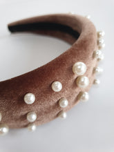 Load image into Gallery viewer, Velvet Padded Headband with Pearls