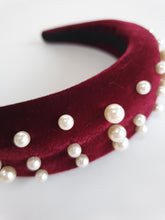 Load image into Gallery viewer, Velvet Padded Headband with Pearls