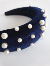 Load image into Gallery viewer, Velvet Padded Headband with Pearls