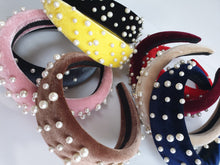 Load image into Gallery viewer, Velvet Padded Headband with Pearls