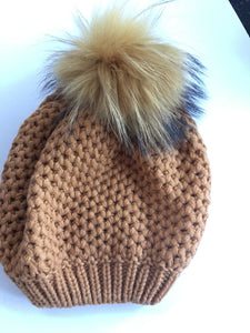 Honeycomb Knit Pompom Beret