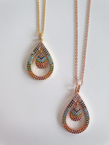 Pave Set Teardrop Necklace