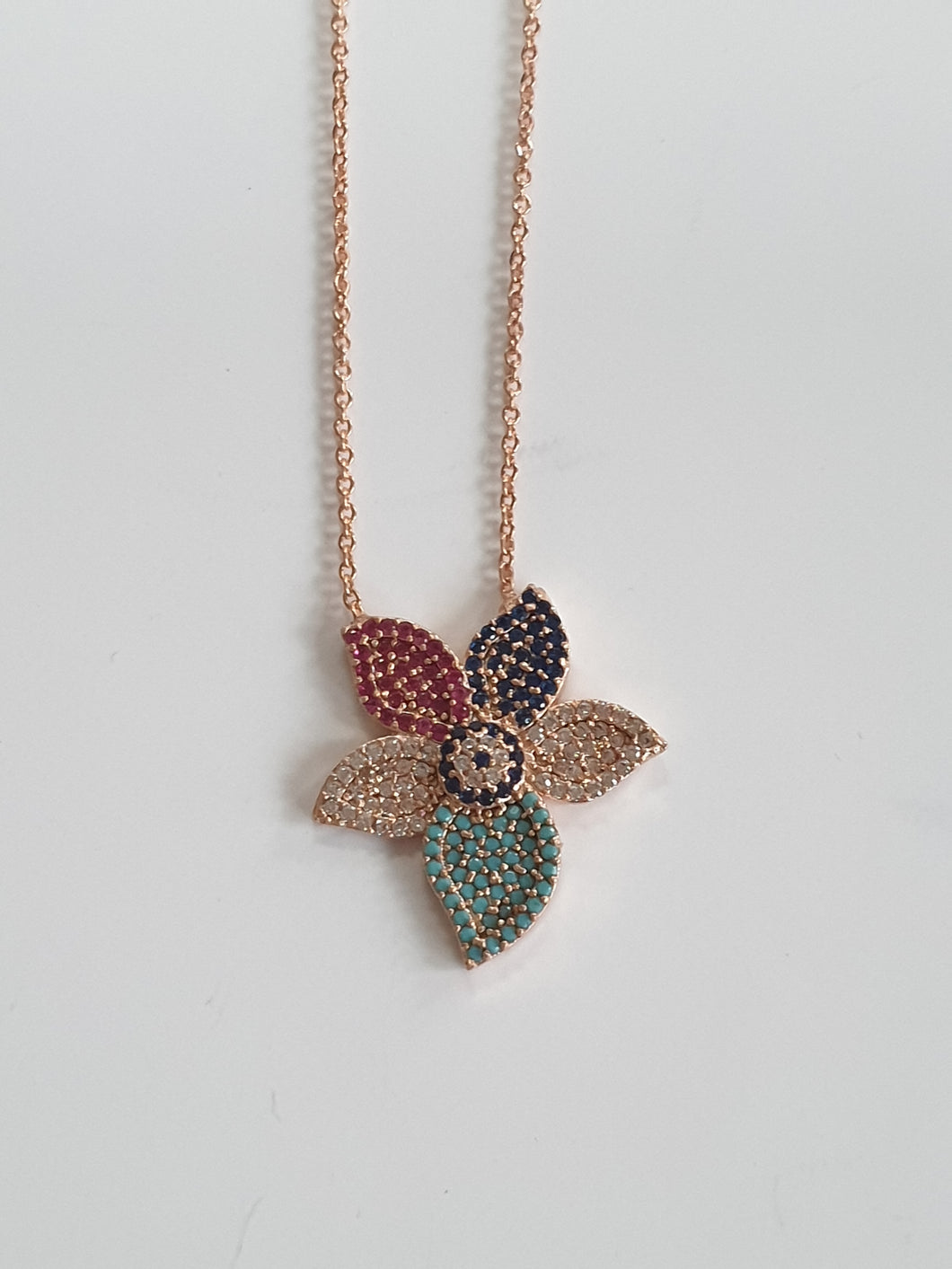 Pave Set Flower Necklace