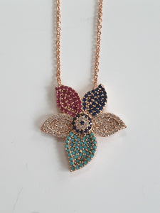 Pave Set Flower Necklace