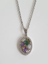 Load image into Gallery viewer, Rhodium Plated Oval  Necklace with CZs