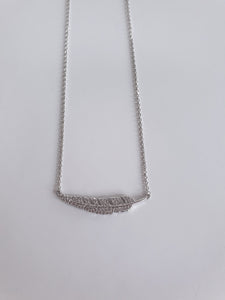 Rhodium Plated - Leaf bar Necklace