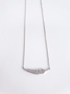 Rhodium Plated - Leaf bar Necklace