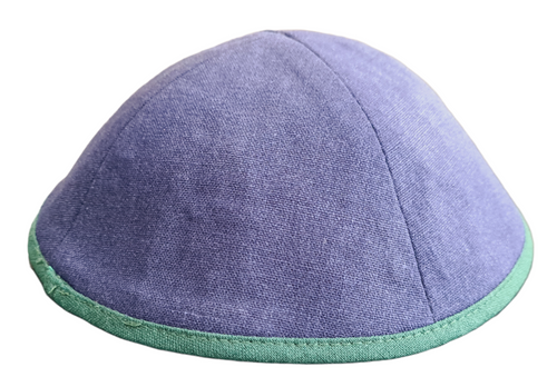 Navy Linen with Dark Green Rim - BitzKippah