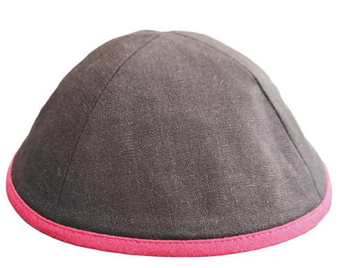 Black Linen with Maroon Rim - BitzKippah