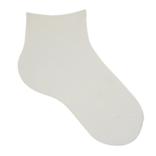202 Cotton Ankle Socks - Cream  (off white)