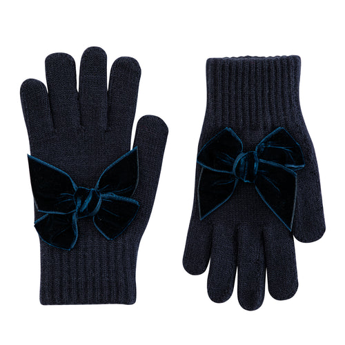 480 Navy - Gloves with Velvet Bow - Condor
