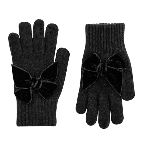 900 Black - Gloves with Velvet Bow - Condor