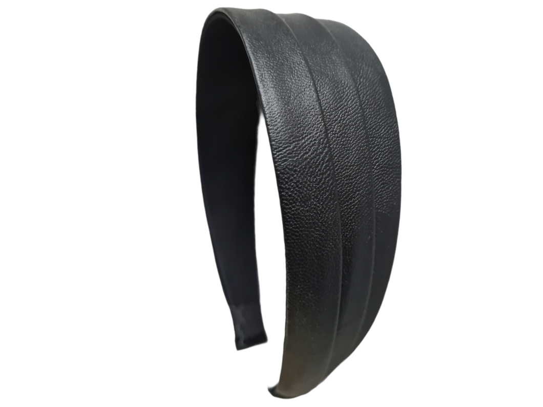 Tuck Pleated - Leather Wide Headband