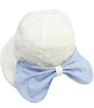 Load image into Gallery viewer, Broderie Anglais Sunhat with Blue Bow