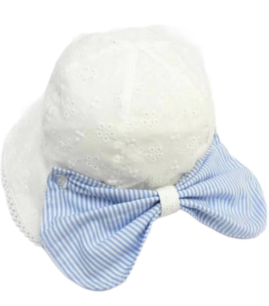 Broderie Anglais Sunhat with Blue Bow