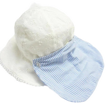 Load image into Gallery viewer, Broderie Anglais Sunhat with Blue Bow