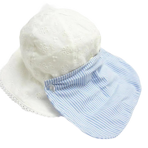 Broderie Anglais Sunhat with Blue Bow