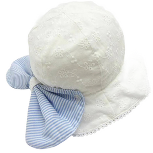 Broderie Anglais Sunhat with Blue Bow