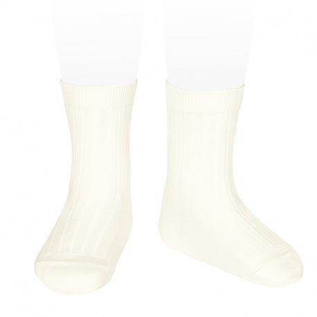 303 Beige (Cream) - Ribbed Short Socks Condor -