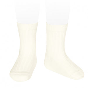 303 Beige (Cream) - Ribbed Short Socks Condor -