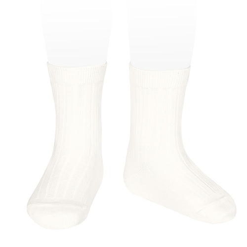 202 Cream (off white) - Ribbed Short Socks Condor