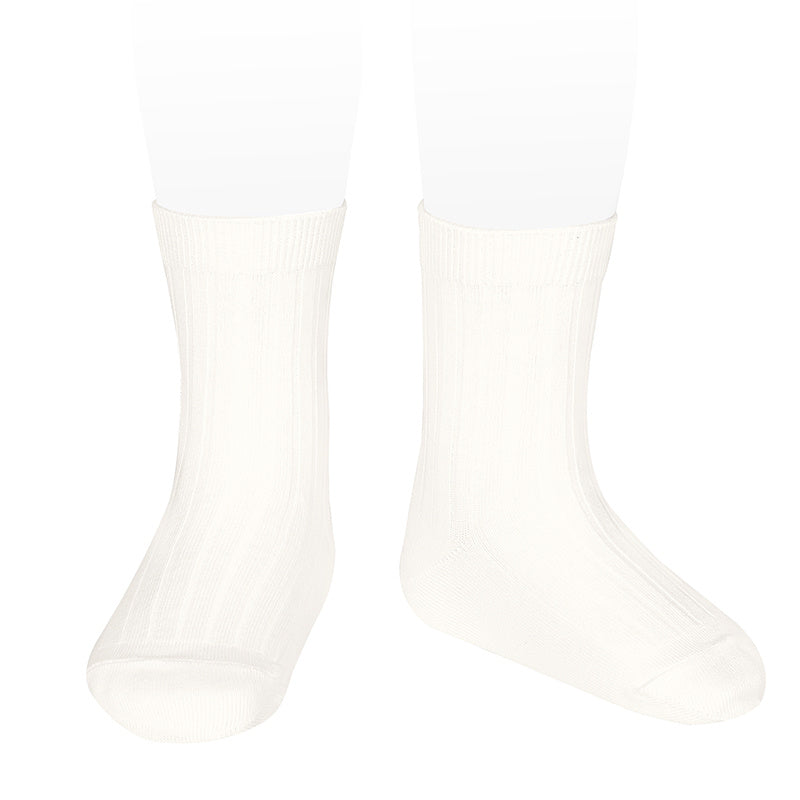 202 Cream (off white) - Ribbed Short Socks Condor