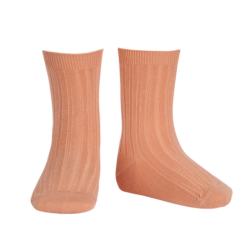623 Peach - Ribbed Short Socks Condor