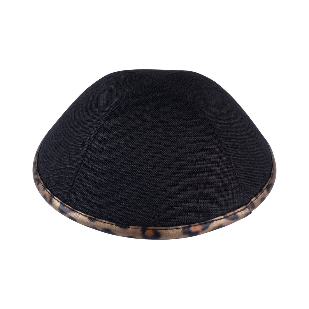 Black Linen with Leopard Rim - Ikippah