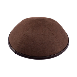 Brown Linen with Leather Rim - Ikippah