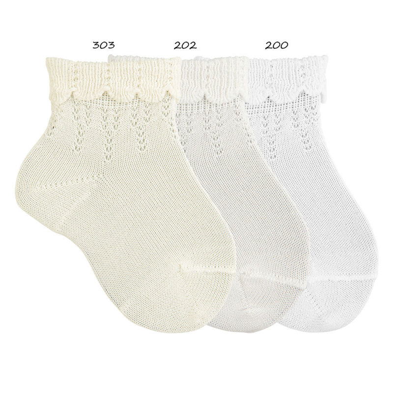 303  Beige (Cream) - Ceremony sock with Fold Over Cuff
