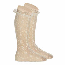 Load image into Gallery viewer, Ceremony Silk Lace Knee High - Beige 303 (cream)
