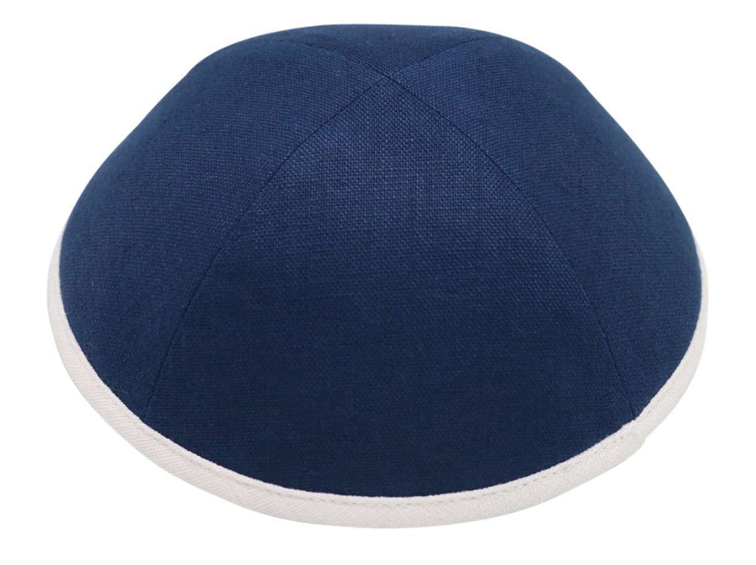 Navy Linen with White Rim - Ikippah