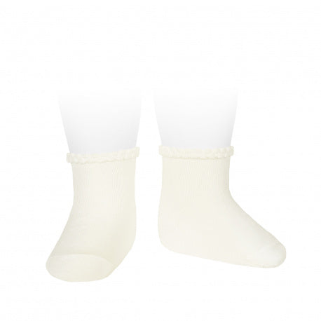 303 Beige (cream)  - Short Sock Patterned Cuff