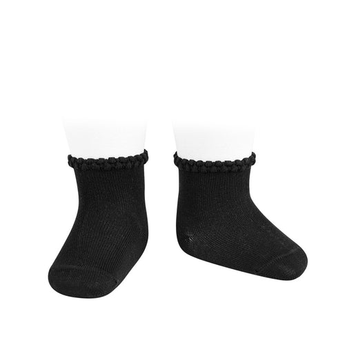 900 Black  - Short Sock Patterned Cuff