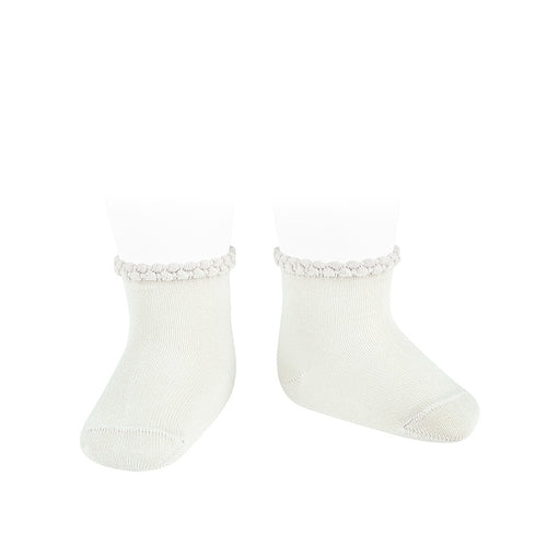 202 Cream (off white)  - Short Sock Patterned Cuff
